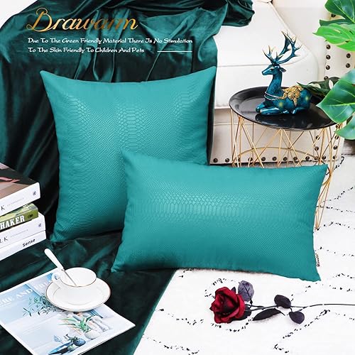 Miniatura 34 de BRAWARM Fundas de almohada de piel sintética de 16 x 16 pulgadas, paquete de 2 fundas de almohada de cuero plateado, almohadas decorativas de piel