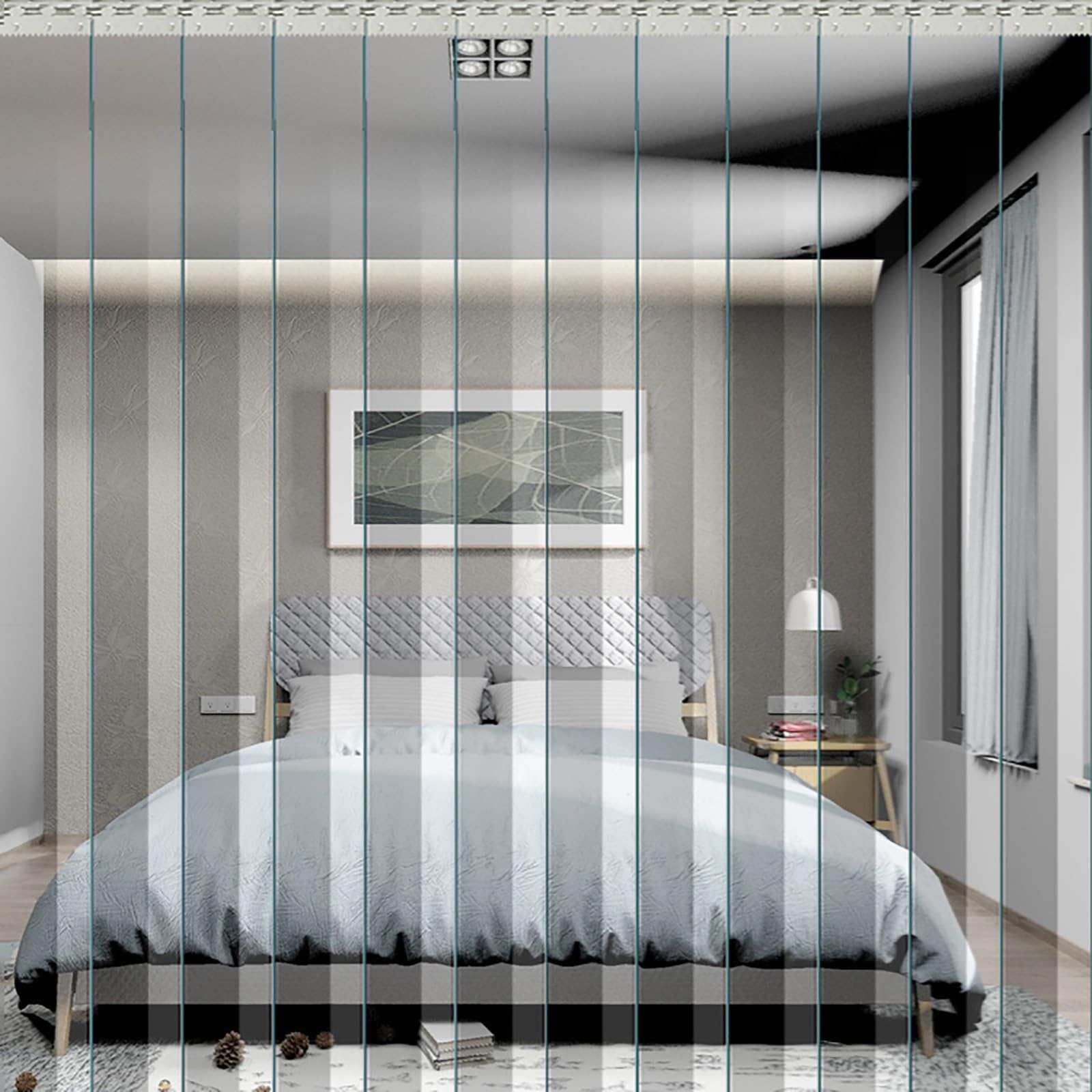 Rideau à Lanières PVC Rideau industriel à lanières Épaisseur 2,8 mm Isolant Rideau de Porte lanieres Grande transparence Facile à installer Convient à une utilisation intérieure et extérieure(