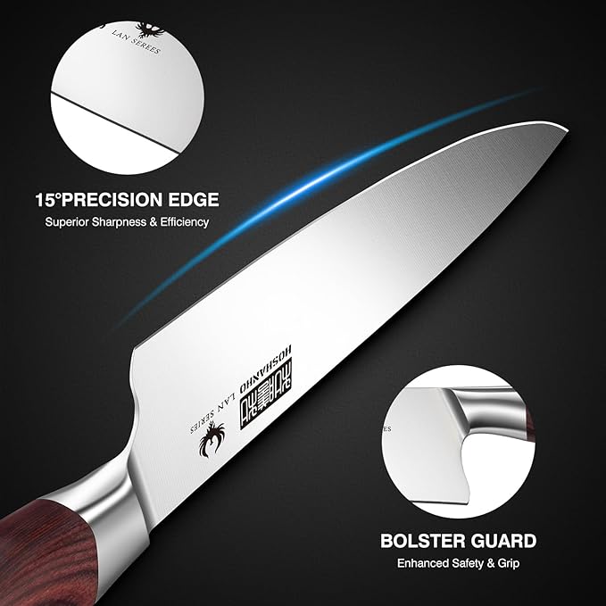 Set Cuchillos Cocina 5 Piezas Acero al Carbón Madera miniatura 4