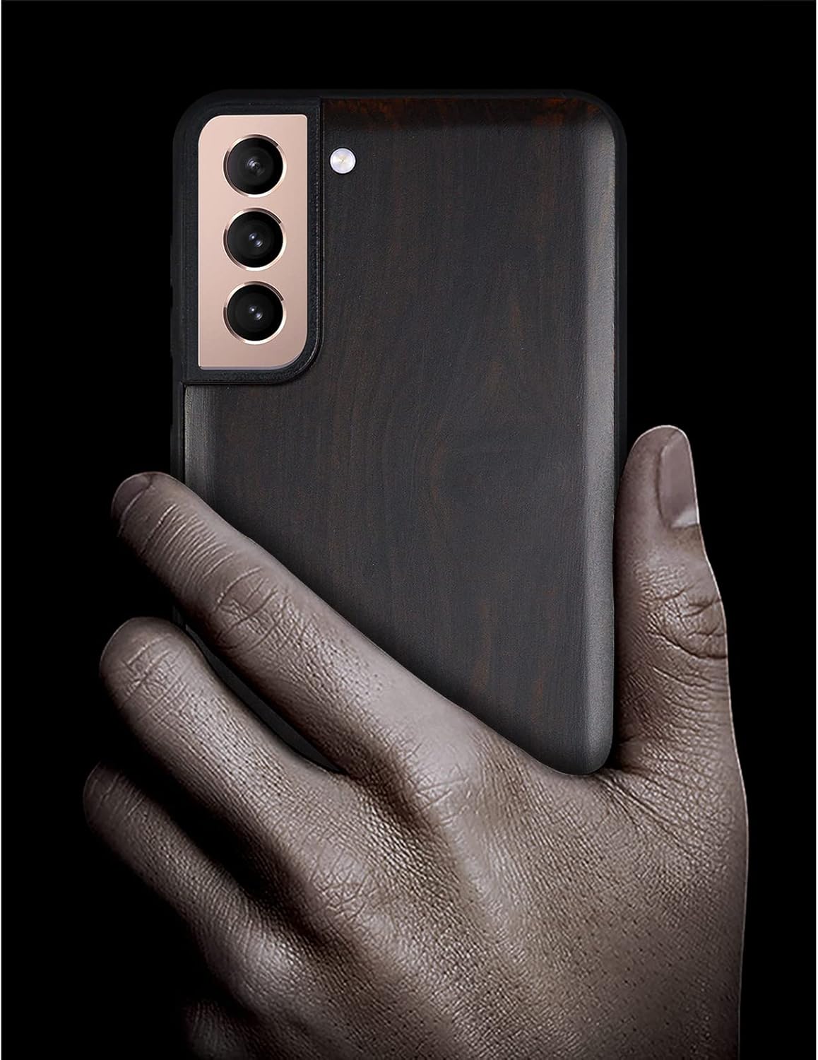 Carveit Wood Case for Galaxy S21 Case 2021 [Hard Real Wood & Soft Black TPU] Shockproof Hybrid Protective Unique Wooden Cover Compatible with Samsung Galaxy S21 5G (Blackwood)