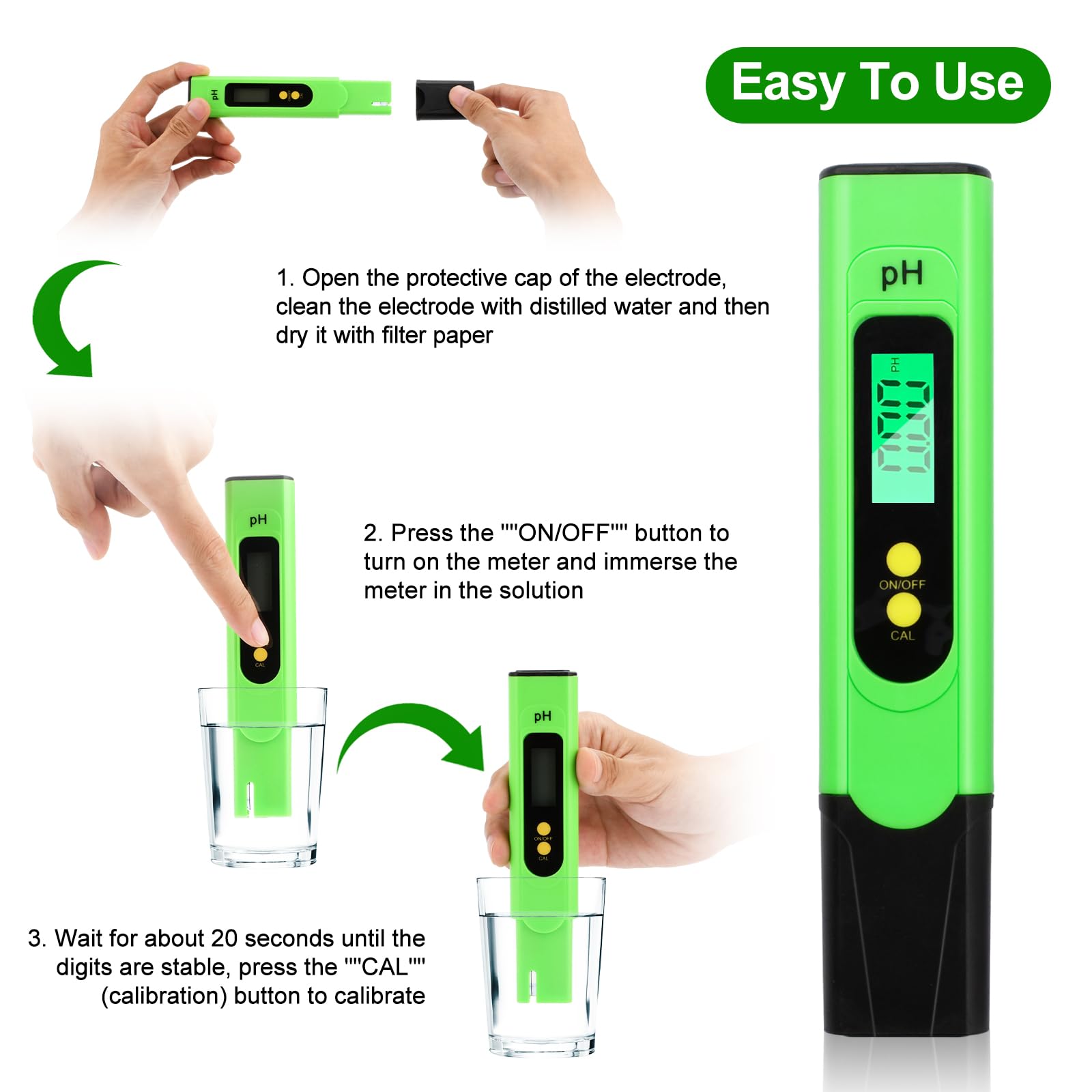 Aideepen Misuratore pH Piscina, 5 in 1 pH/EC/TDS/Salinità/Temperatura Aideepen Misuratore pH Piscina, 5 in 1 pH/EC/TDS/Salinità/Temperatura