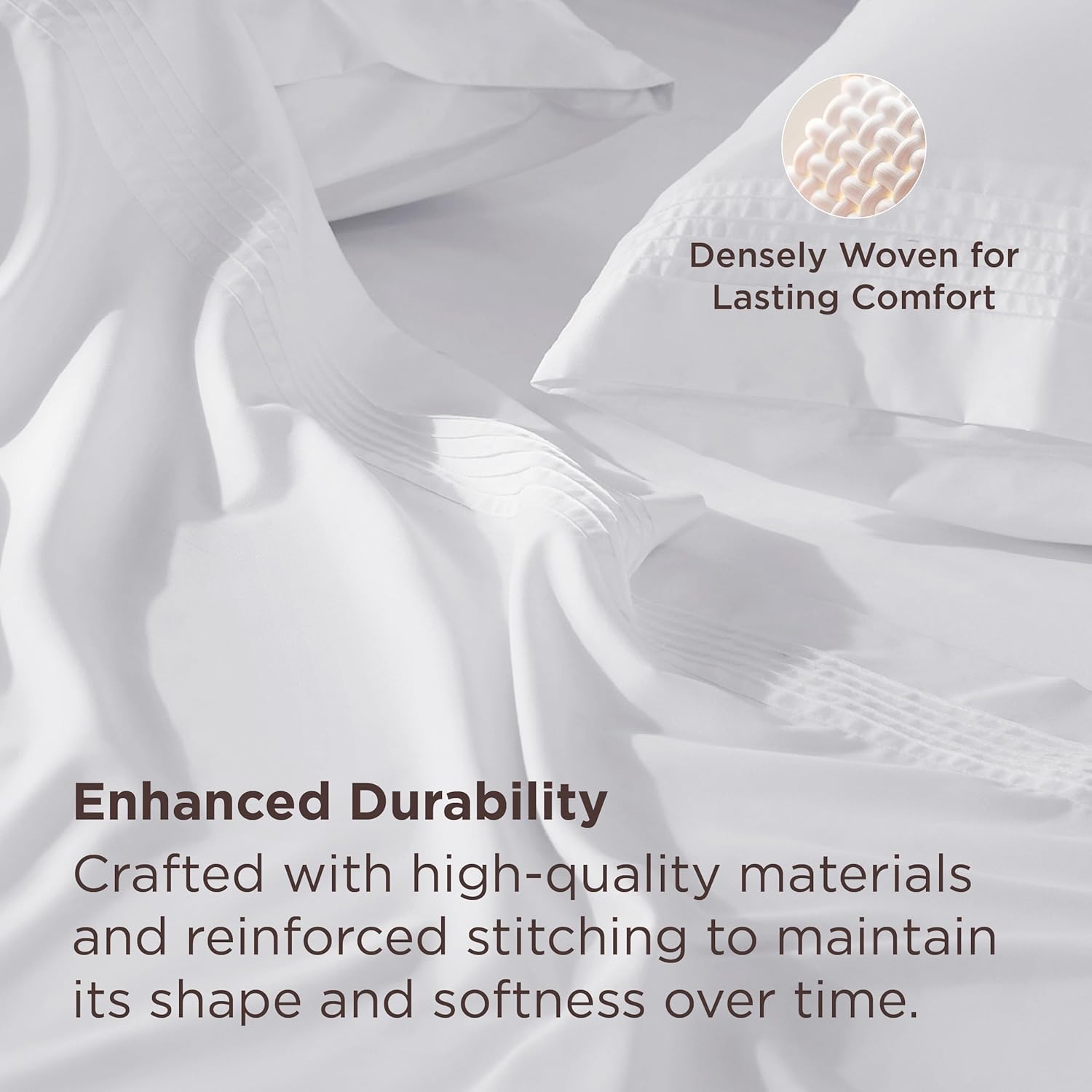 Bedsure Deep Pocket Queen Sheets Set - Fits Mattresses Up to 21 Inches Thick - 4 Piece GentleSoft Bed Sheets, Moisture Wicking, Soft & Cooling Bedsheet & Pillowcases, Easy & Secure Fit, White - Image 6