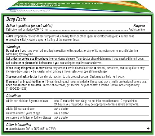 Miniatura 2 de Alivio de la alergia durante todo el día, tabletas de clorhidrato de cetirizina, 10 mg, antihistamínico, 100 unidades