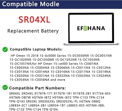 Miniatura 4 de SR04XL SR03XL - Batería para laptop HP Omen 15-CE0XX 15-DC0XX Series 15-CE009LA 15-CE015DX 15-DC0003LA 15-DC0051NR Pavilion 15-CB0XX 15-CX0XX