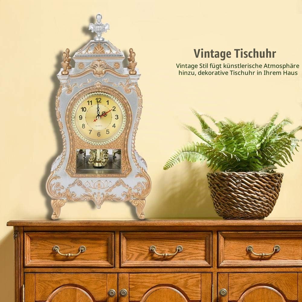 Haofy Vintage Tischuhr, Antique Home Hotel Dekorativ(Weiß)