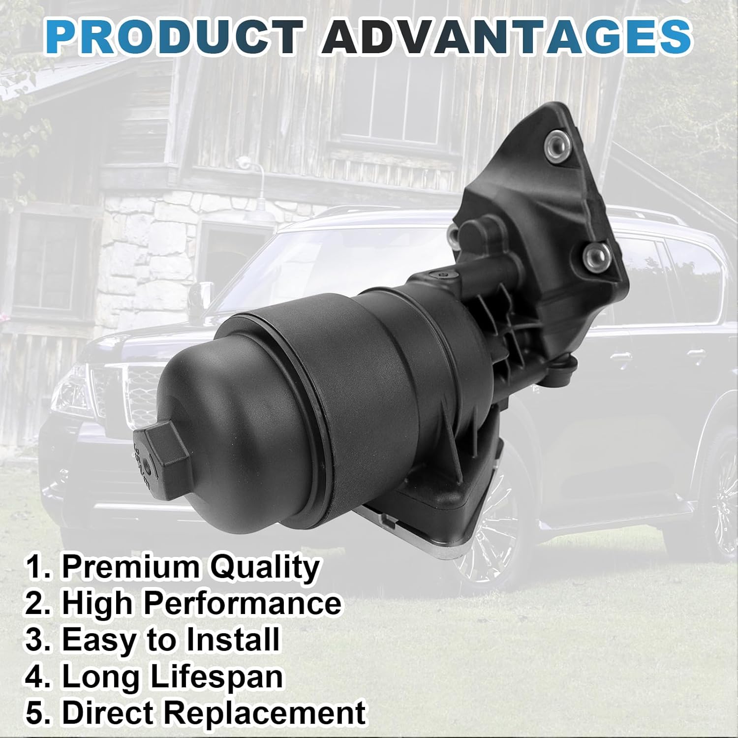 Complete Engine Oil Filter & Housing Assembly Compatible with Kia Sedona Cadenza Sorento Hyundai Santa Fe Azera 3.3L 3.5L V6 2012-2019 Replaces 26300-3CAB0 26300-3CAB1