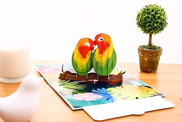 Liif Love Birds 3D Pop Up Anniversary Card for Wife, Husband, Couple, Valentines Day Card