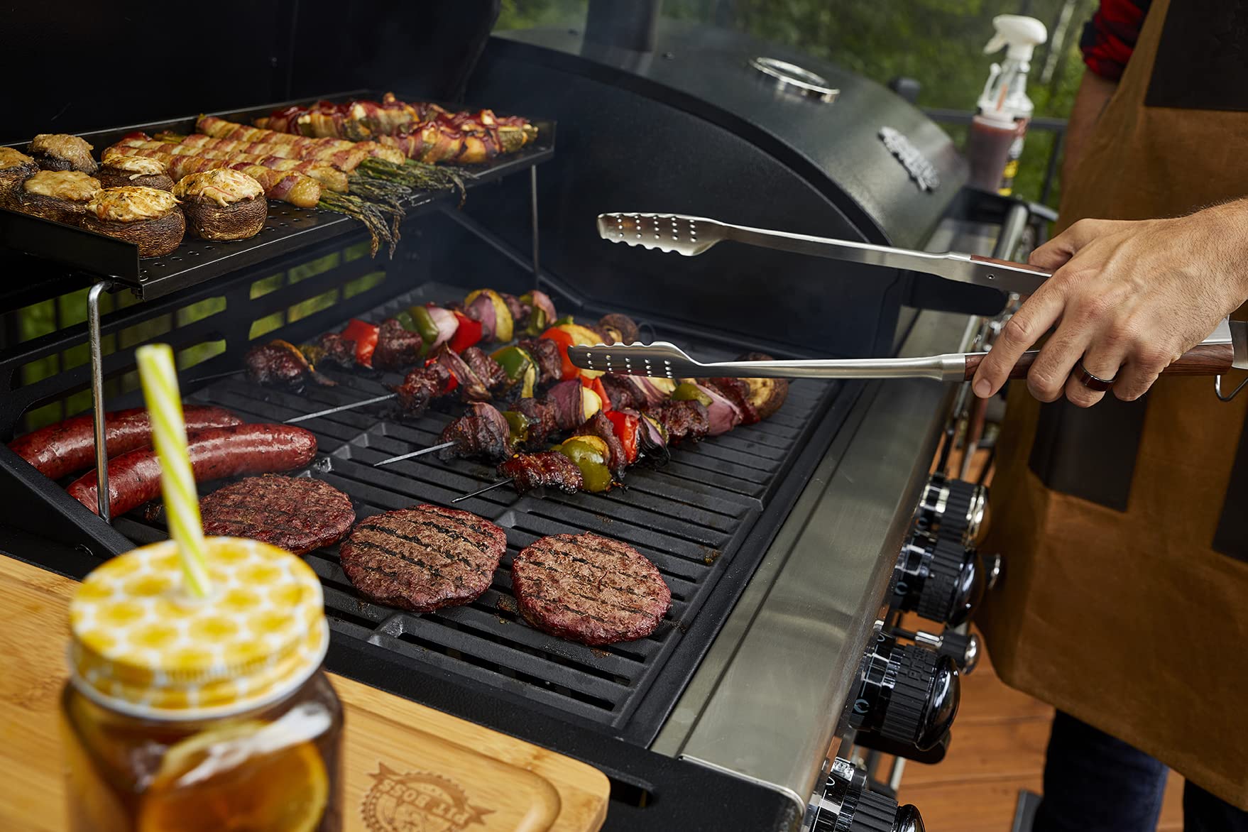 Pit Boss Memphis Ultimate 4-in-1 Kombigrill, schwarz, Stahl/Gusseisen, Smoker, Gas- und Holzkohlegrill