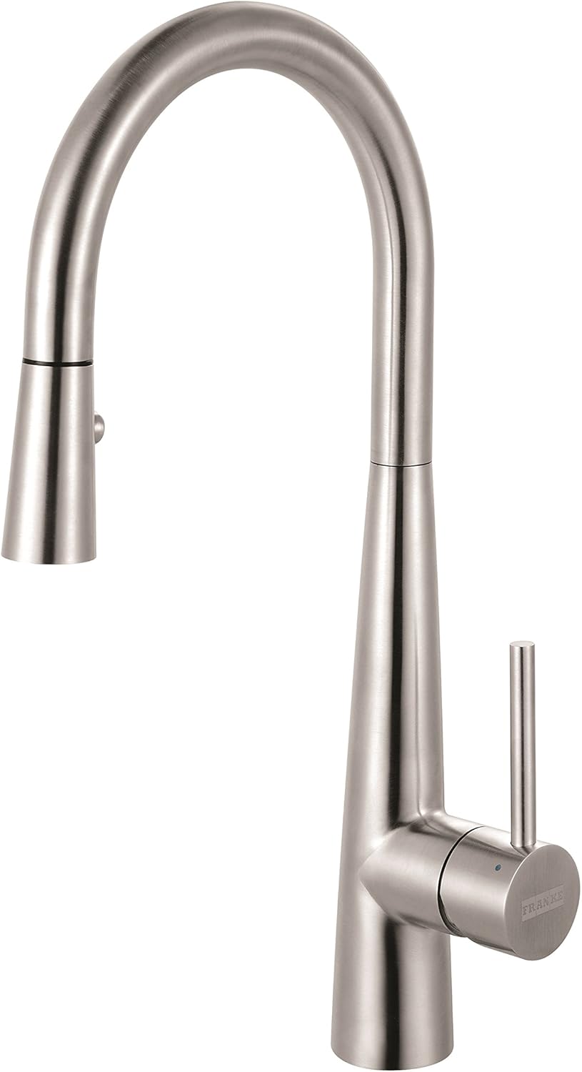 FRANKE FF3450 Steel Series Single Handle Pull-Down Kitchen Faucet, Stainless Steel