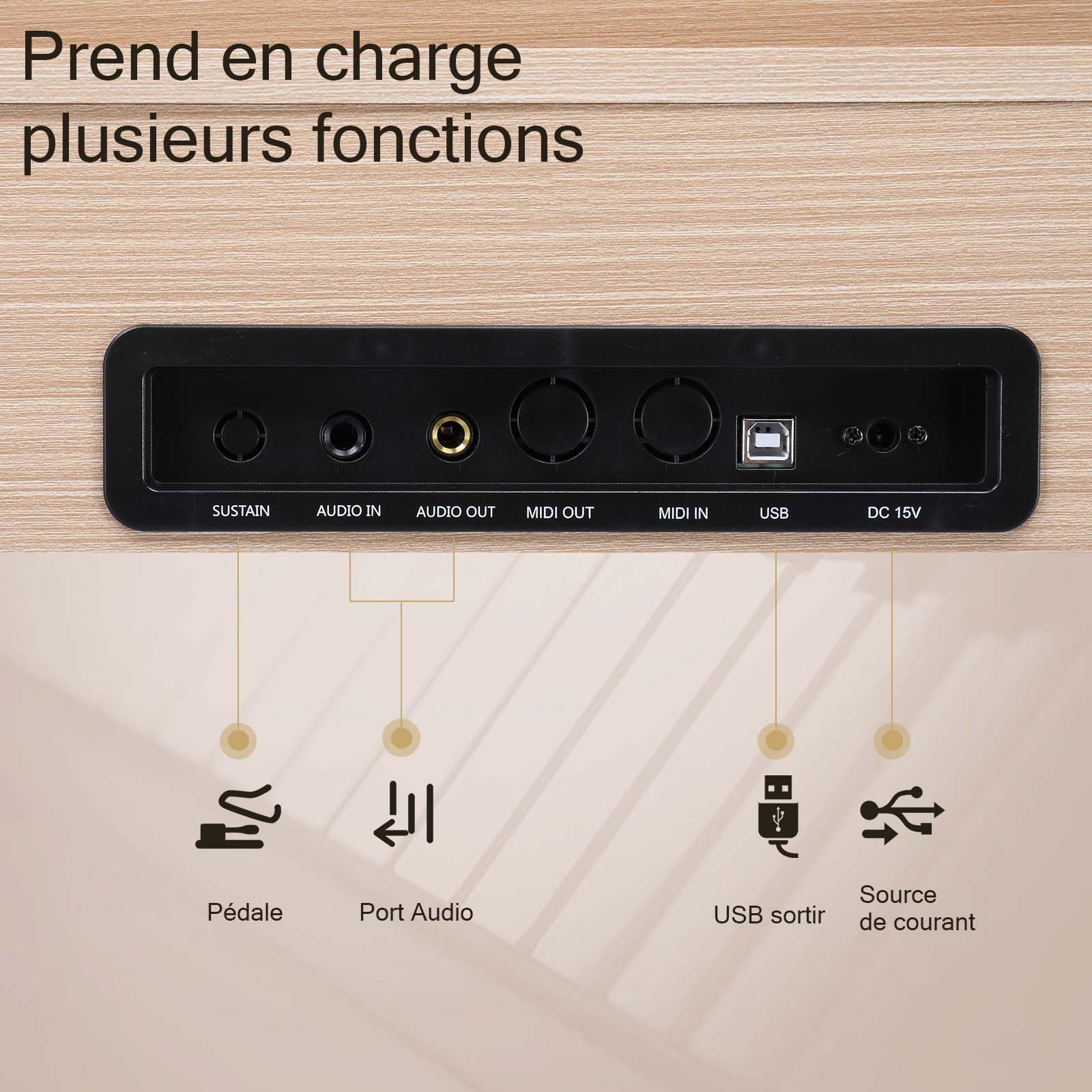 LEADZM Piano Numérique 88 Touches avec Support en Métal, Clavier Piano Entièrement Lesté, Piano Electrique avec 3 Pédales, 2 Systèmes Bluetooth, Adapté aux Débutants (Naturel)