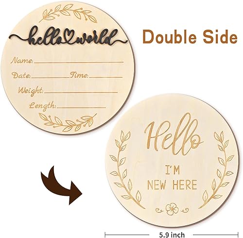 Miniatura 9 de Letrero de anuncio de bebé, letrero de bienvenida para recién nacido, letrero de madera con nombre de bebé para guardería, letrero de anuncio de