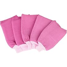 Exfoliating Bath Gloves for Body Scrub 5 PACK Women Exfoliator Scrubber Shower Mitt Removing Dead Skin Hammam Towel - PINK