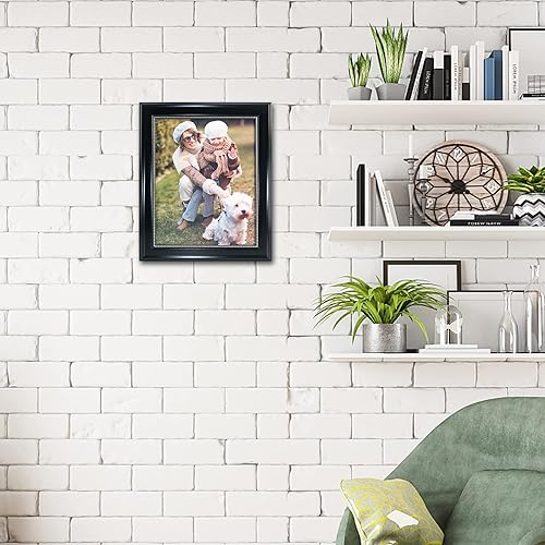 Miniatura 7 de GraduationMall Marcos de fotos de 8 x 10 pulgadas, cristal real, fotos para pared o mesa, color negro con cuentas plateadas, paquete de 2