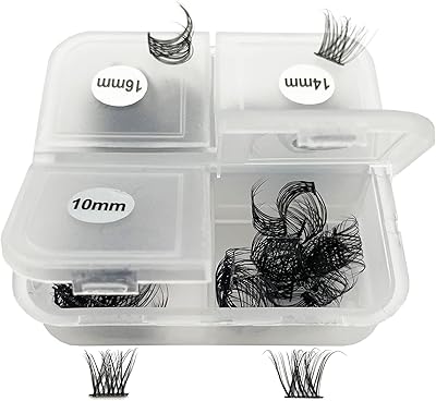 D Curl DIY Eyelash Extension Ninglash NF14 Lashes, 96 Pcs Individual Lash Extensions, Soft Natural Lightweight 10/12/14/16mm Mix Resuale Eyelash Cluster Lashes for Home use