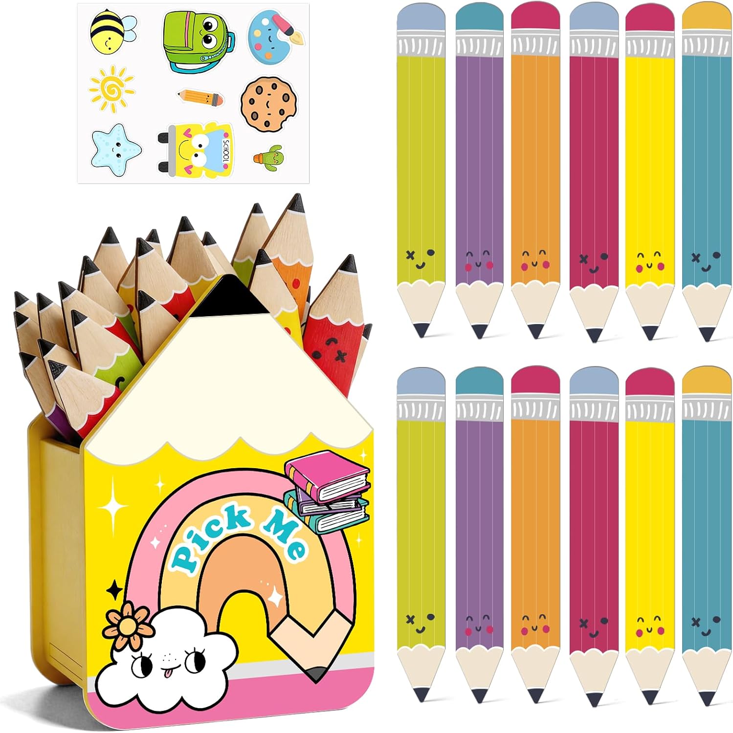 36Pcs Flip Name Sticks with Wooden Pencil Box for Classroom Management
