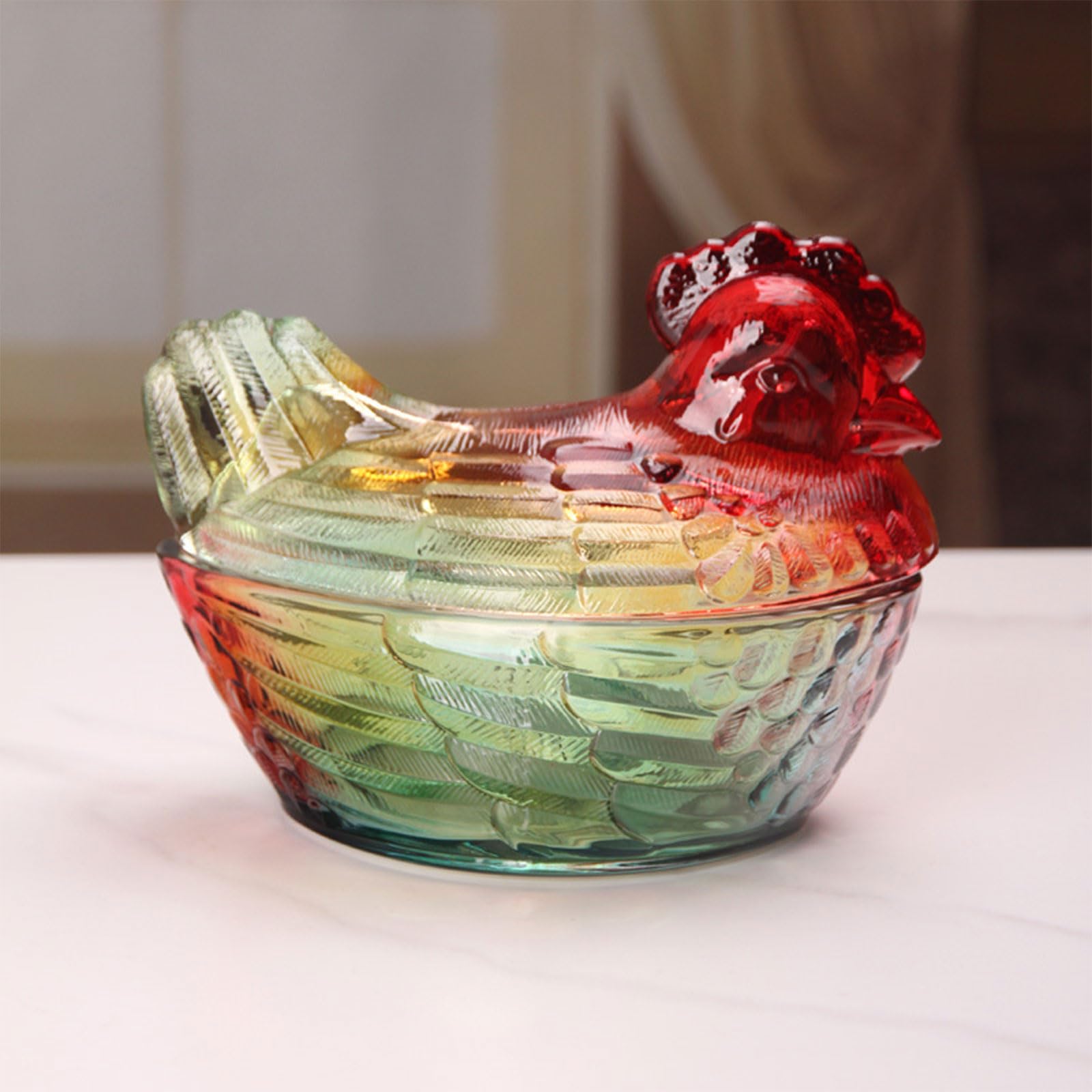Vorratsdose aus Glas in Hühnerform mit Deckel für Süßigkeiten Nüsse Heimdekoration Küche Esszimmer Süßigkeiten Vorratsbehälter