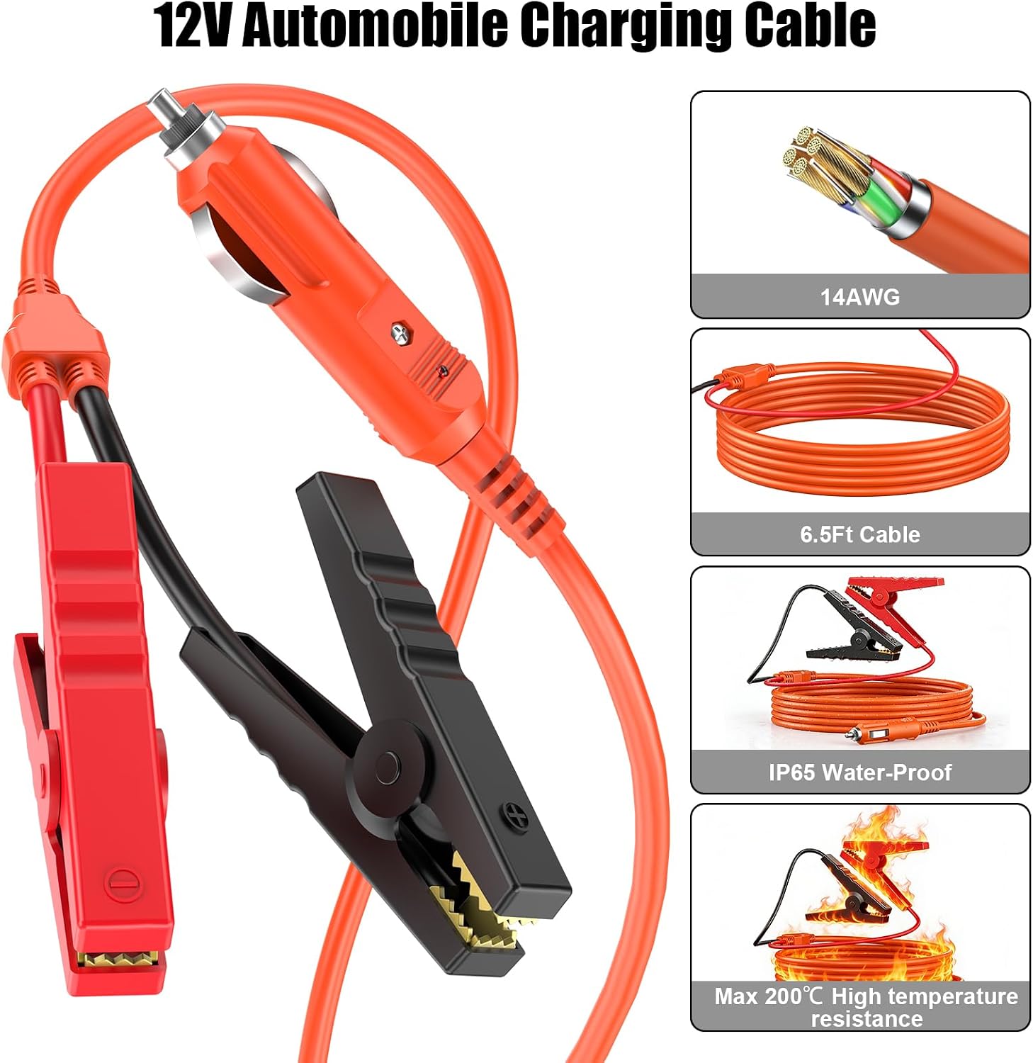 6.6Ft 12V Automobile Battery Charging Cable Compatible with Jackery Portable Power Station Explorer Cigarette Lighter Charger DC Adapter Cord