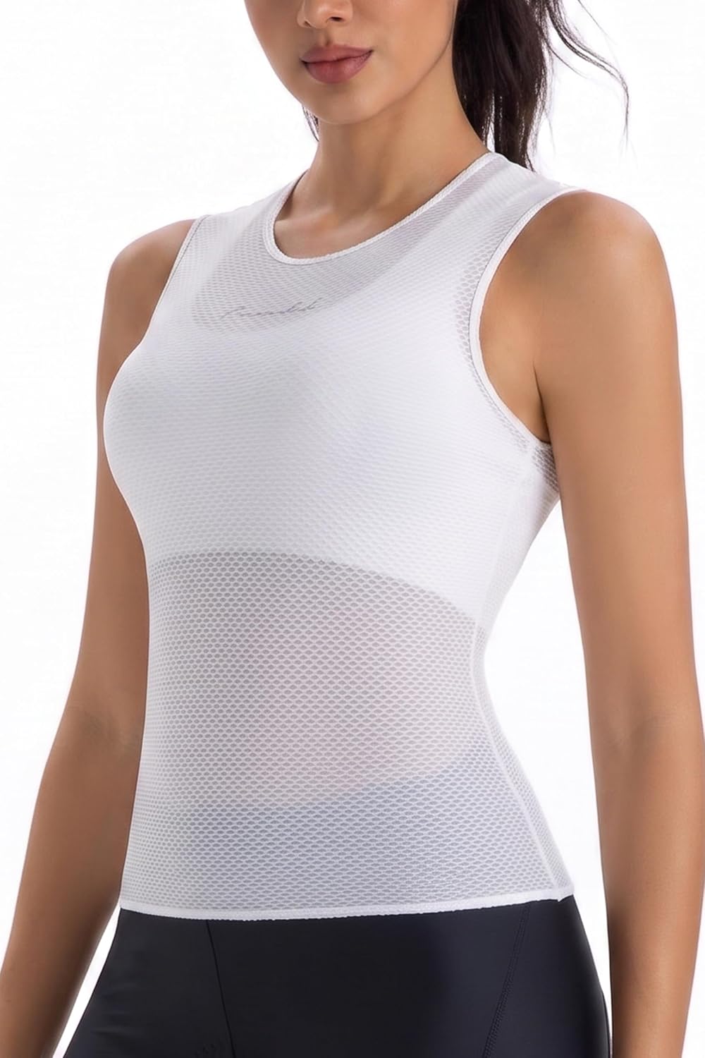 Przewalski Women's Cycling Base Layer, Sleeveless Quick-Dry Mesh Vest | Breathable quick-dry cycling undershirt with stretch mesh, sleeveless fit, and easy layering under jerseys or bib straps.