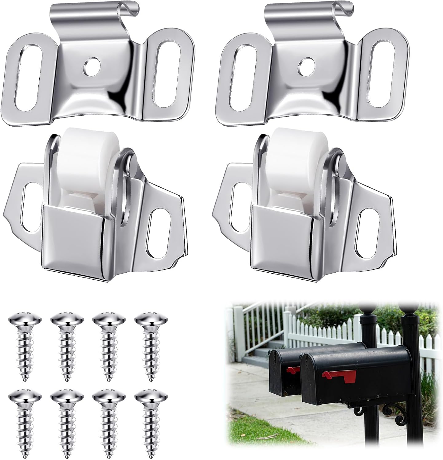 Shimeyao 1 Set Mailbox Replacement Roller Catch Latch with Screws Hardware Roller Wheel Spring Door Catch Latch for Cabinet Doors Rv Camper Kitchen