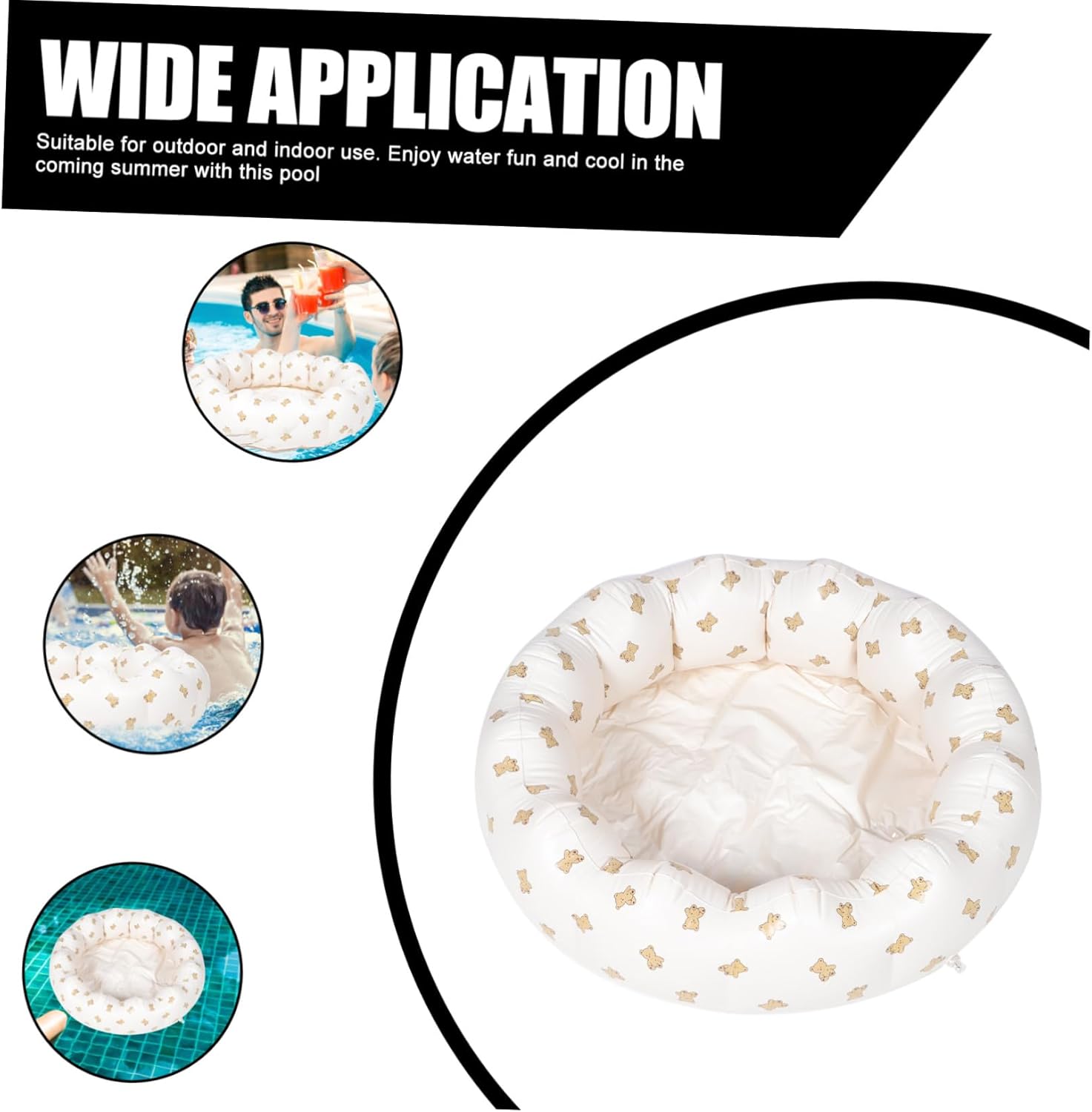 Generic PVC Inflatable Swimming Pool Small Foldable Inflatable Pool for Boy Girl Easy Inflate Deflate Summer Backyard