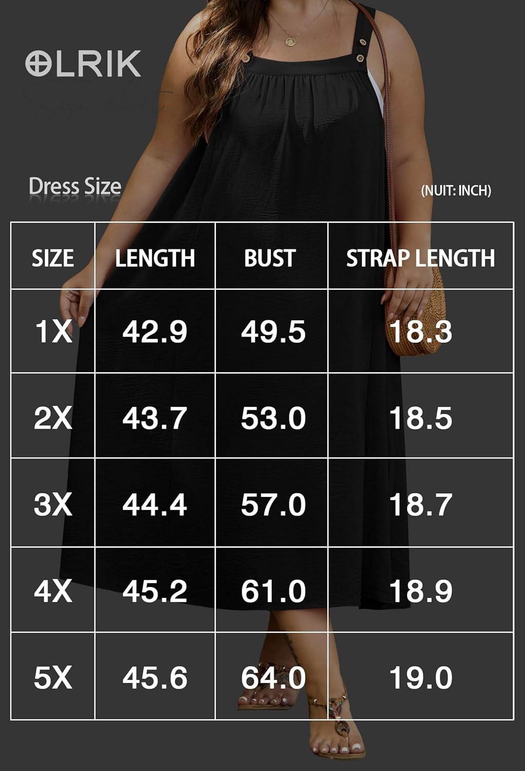OLRIK Women's Plus Size Summer Dress 2026 Overall Midi Sundress for Women Loose Fit Adjustable Strap Beach Swimsuit Cover Up