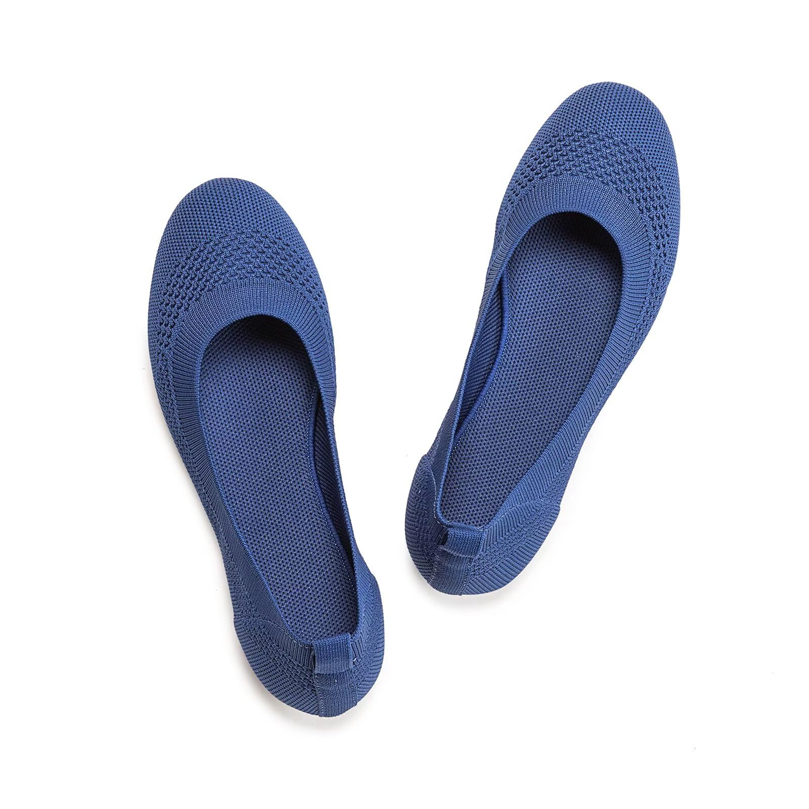 Frank Mully Women's Ballet Flats Round Toe Walking Flats Slip On Work Shoes Knitted Flats Shoes for Woman Soft Lightweight
