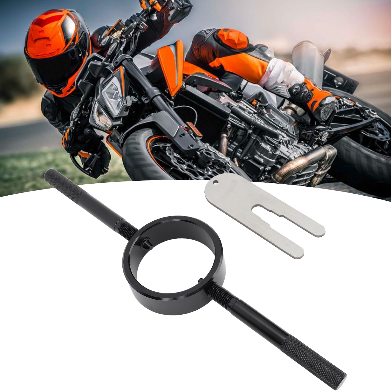 Kit di Manutenzione Primaverile, Strumento per Compressore Molla Forcella Moto Strumento di Supporto per Asta per Cartuccia con Chiave a Perno Radiale in Alluminio per la Maggior