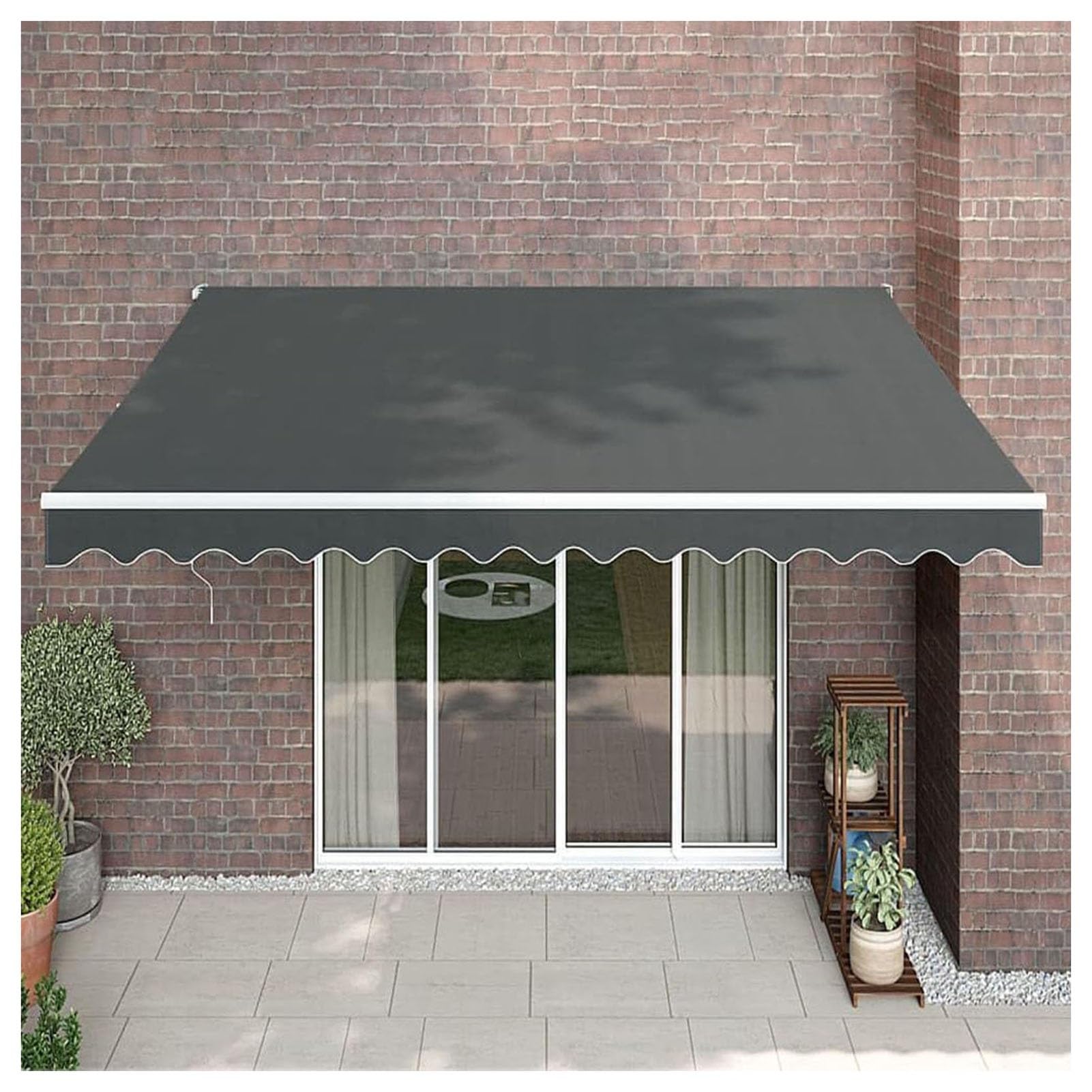 ZFUCMAYL Replacement Fabric For Awnings,Retractable Awning Fabric For Patio,Frameless,Many Sizes Replacement Tarpaulin with Front Valance For Terrace Cafeshop Market(9.8x6.5ft)