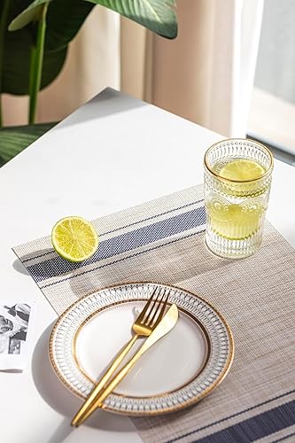 Miniatura 178 de LEXMORE Juego de 6 manteles individuales tejidos de vinilo/plástico para mesa de cocina, interior/exterior, lavables, manteles individuales lavables