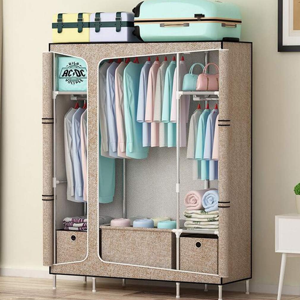 Cloth Wardrobe Clothes Closet, Portable Closet Wardrobe Storage Closet Standing Closet Fabric Cabinet Portable Wardrobe,E_128X45X168CM