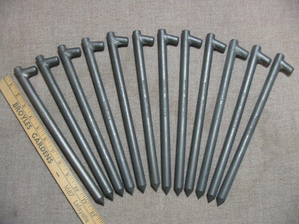 A 12 Pack of Heavy Duty Metal Tent Stakes, pegs,Anchors 12" Long