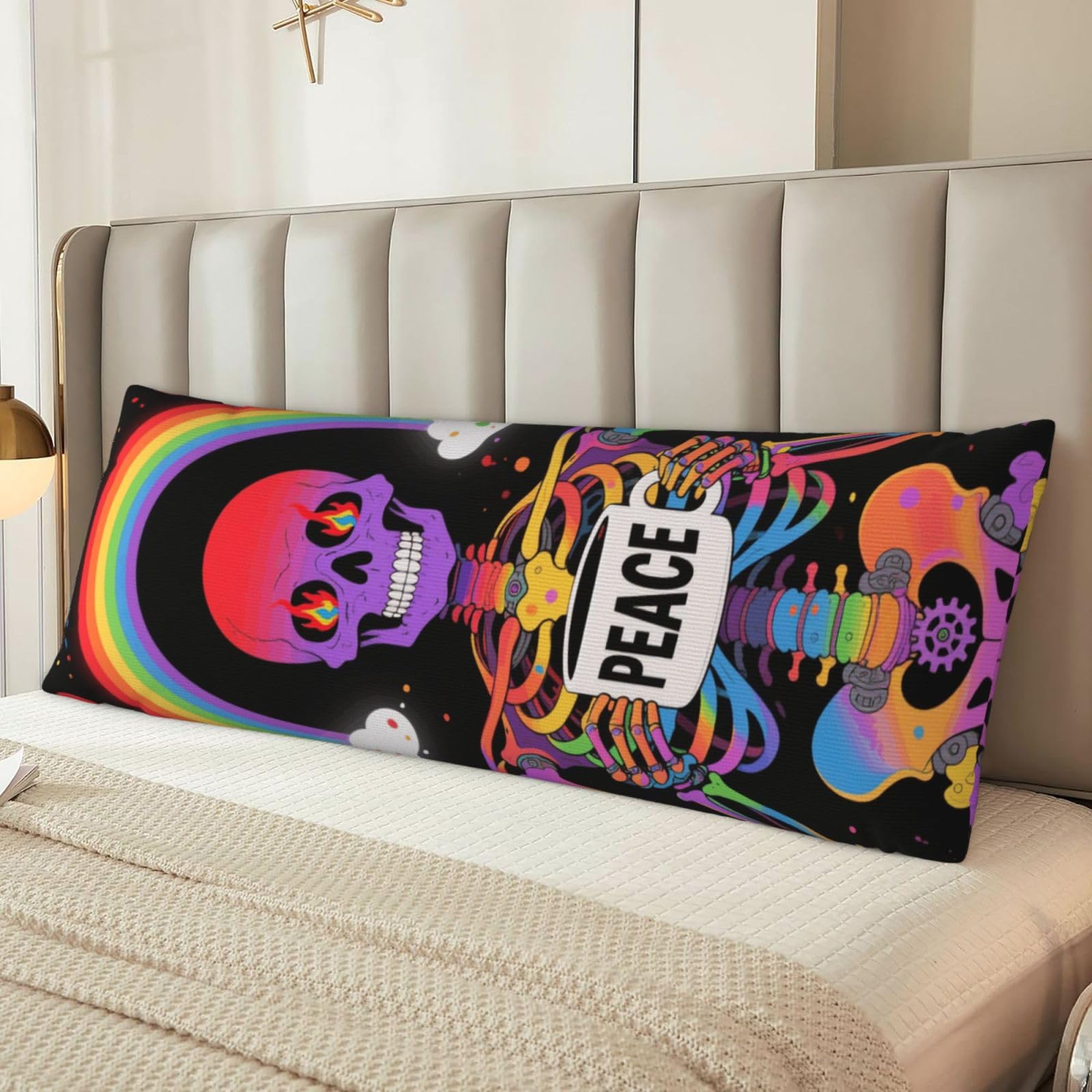 Rainbow Skeleton Body Pillow Cover with Hidden Zipper 54"X20",Ultra Soft Microfiber Long Pillow Case Decorative Bedding Pillowcase Cushion Cover Cases for Bedroom Couch Sofa,Home Gifts