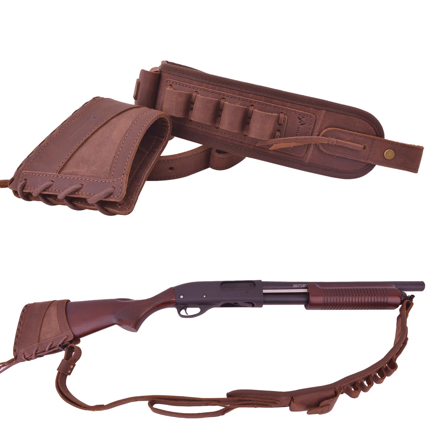 Tas Trost Leder-Rückstoßpolster mit Schalenhalterung für .308 .30-30 .30-06 .45-70 .357 .22lr 12GA 16GA