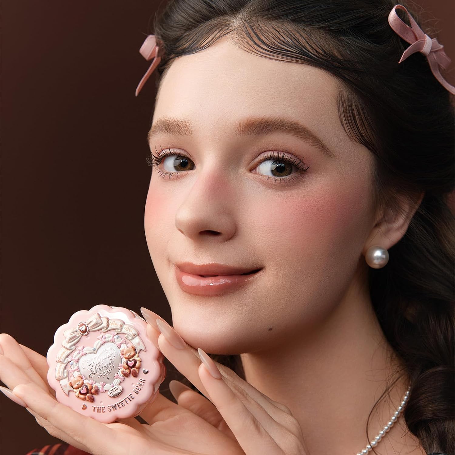 Flower Knows The Sweetie Bear Collection Silk Satin Blush,Talc-Free Muted Rose Powder Blush,Highly Pigmented,Buildable&Blendable,Dimensional Cheek Color for Luminous Look,Gift-Worthy(03 Rose Chanson) - Image 4