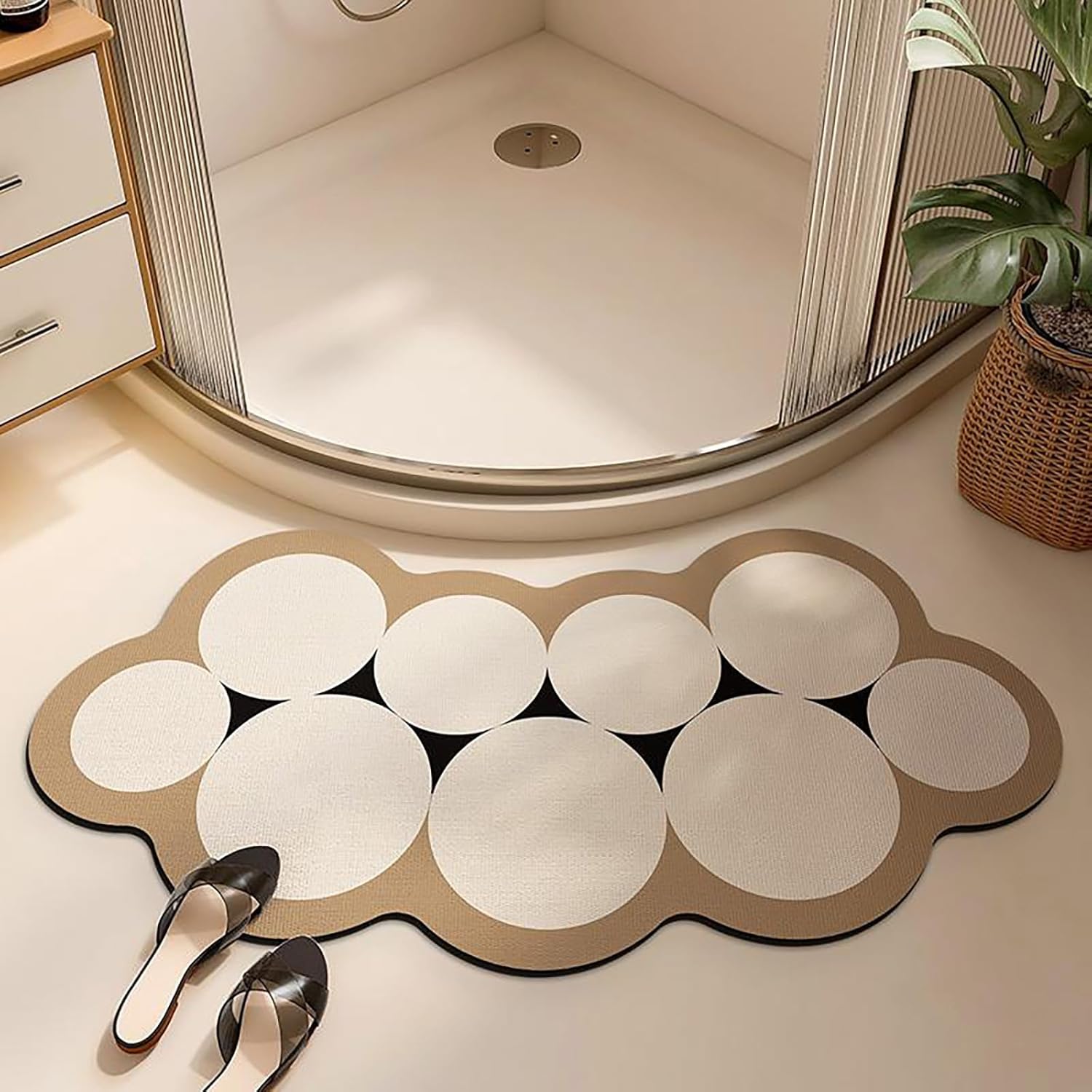 PRELGOSP Curved Bath Mat for Round Shower, Super Absorbent