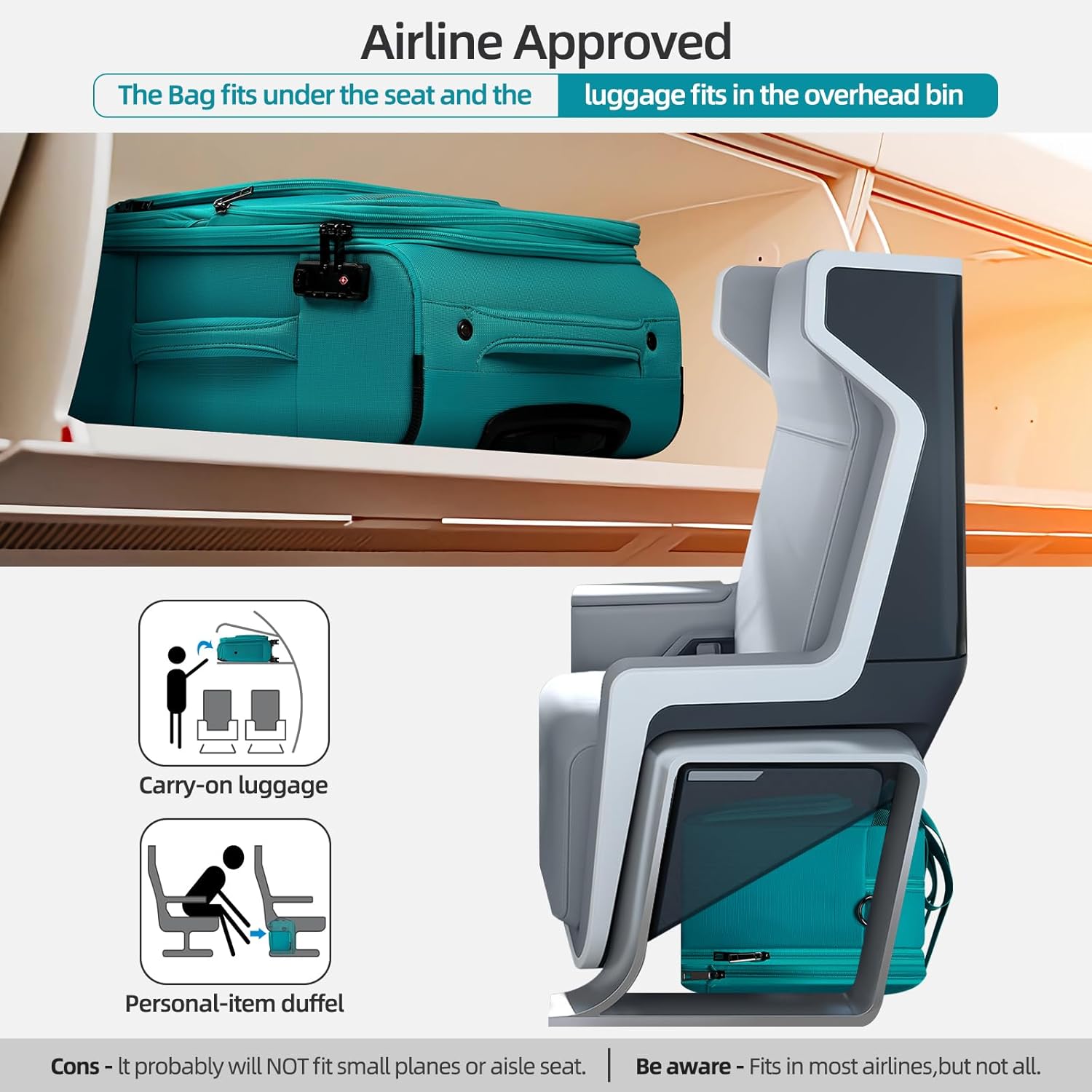 Carry-On Luggage Travel Duffle Bag Carry on Duffle Airline Approved Expandable Travel Duffle, Weekender Bag for Men and Women with Wet Pocket Large Compartment, Green - Image 6