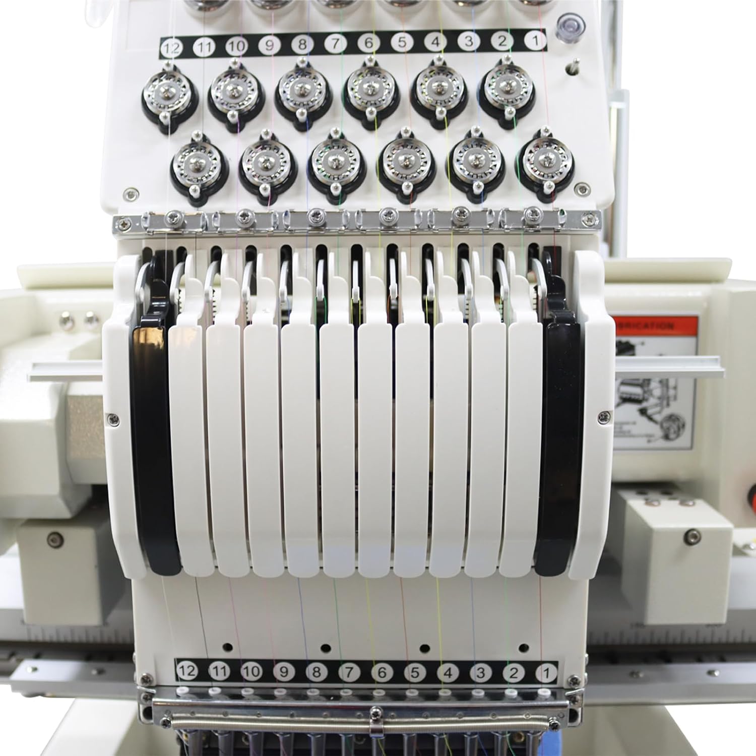 Commercial Embroidery Machine with 12 Needles Automatic Embroidery Machines Single Head Embroidery Area 8.26"*17.7" Touch Screen for Cushion,Backpack,Hats,Cushions 300W 110V-220V