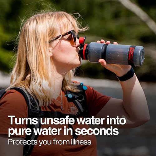 Miniatura 3 de Botella de filtro de agua (18.5 oz55cl) perfecta para senderismo, camping, viajes y supervivencia, bioplástico ecológico, incluye filtro purificador