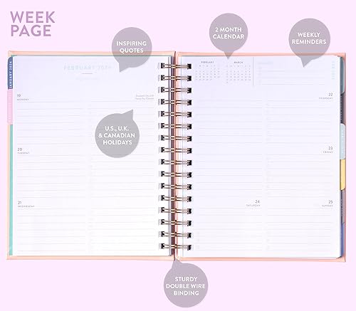 Miniatura 6 de Eccolo - Agenda con espiral 2024, apilamiento de mariposas, vistas semanales y mensuales, 12 meses, hojas de calcomanías, gráficos inspiradores y