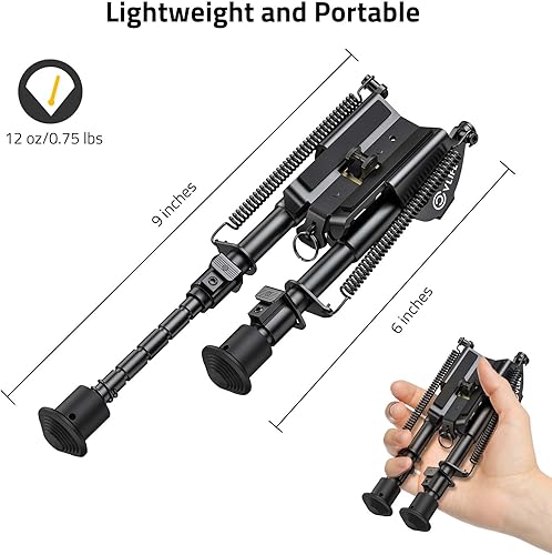 Miniatura 3 de CVLIFE Bípode de rifle, bípode táctico ajustable de 6-9 pulgadas