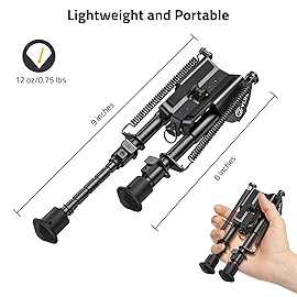 CVLIFE Bipod, 6-9 Inch Rifle Bipod Adjustable Super Duty Tactical Bipod for Outdoor Bipod