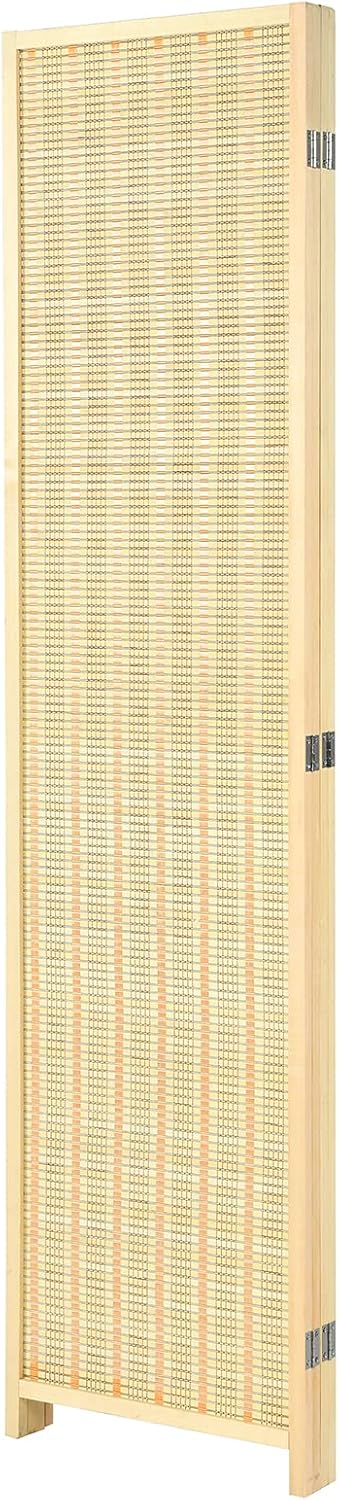 Giantex Bamboo Room Divider, 6 Ft Tall Freestanding Folding Privacy Screen, Wooden Room Separators Divider Wall, Portable Partition Boho 4 Panel Room Dividers for Home Office Bedroom Apartment Studio