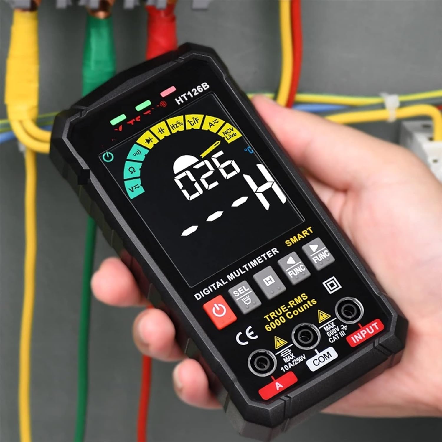 5th Generation Professional Digital Multimeter AC DC TRMS Voltage Current OHM 60MF HZ DIY Meter Tester Electrician (Color : HT126A Multimeter)