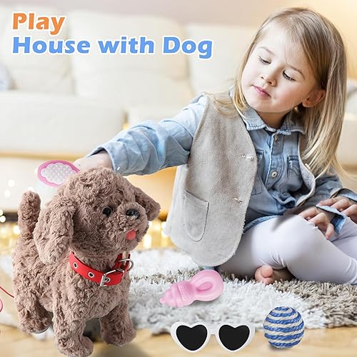 Miniatura 6 de Walking Barking Dog Toy Singing Puppy Set, Repeat What You Say Teddy with Control Leash Electronic Dog, Touch or Voice Control Realistic Robot