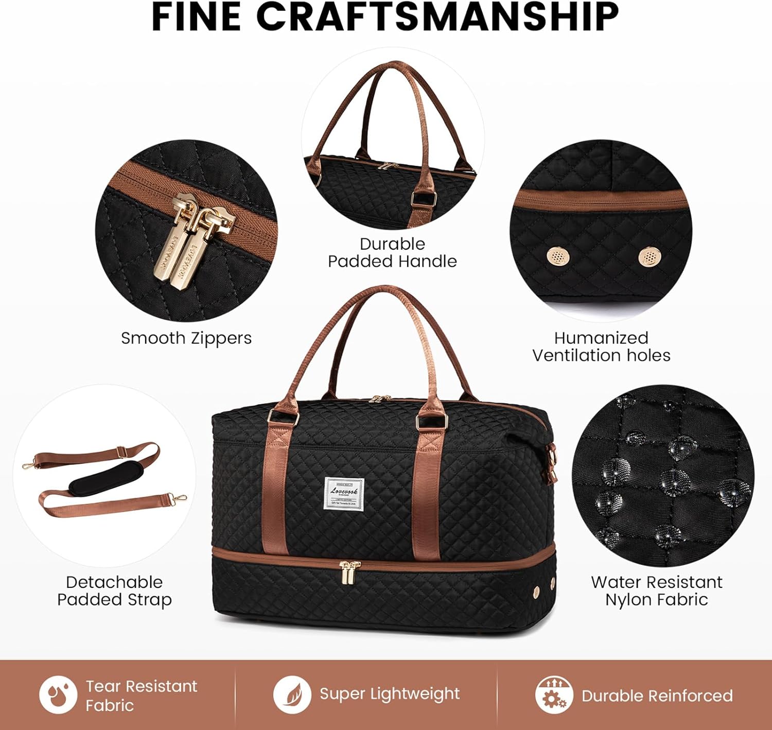 LOVEVOOK Travel Duffle Bag,Weekender Bags for Women with Shoe Compartment，Carry on Overnight Bag with Toiletry Bag,Gym Duffel Bag with Wet Pocket, Hospital Bags for Labor and Delivery - Image 5