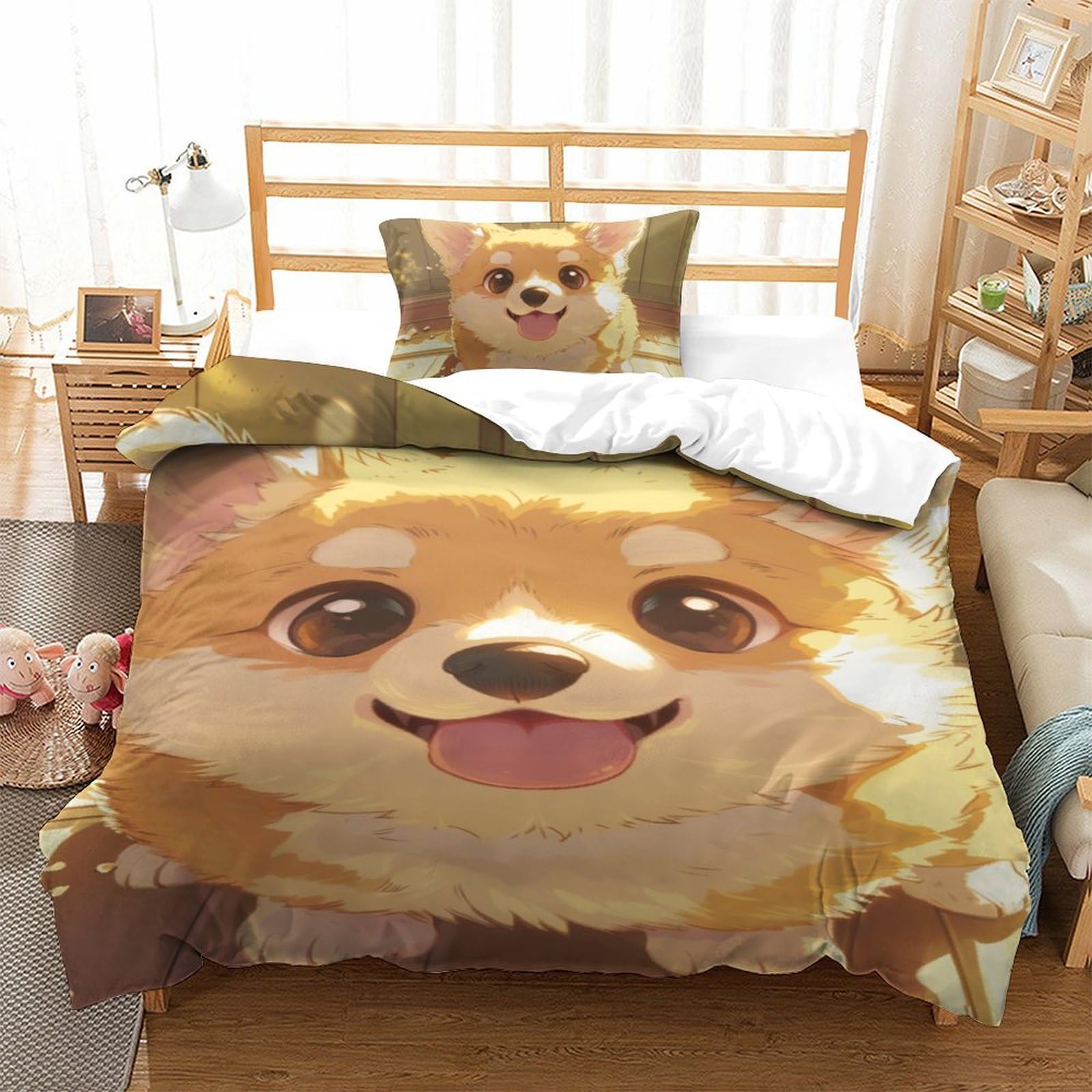 Housse de couette Corgi 3D pour transformer la chambre des adolescents en cocon ludique