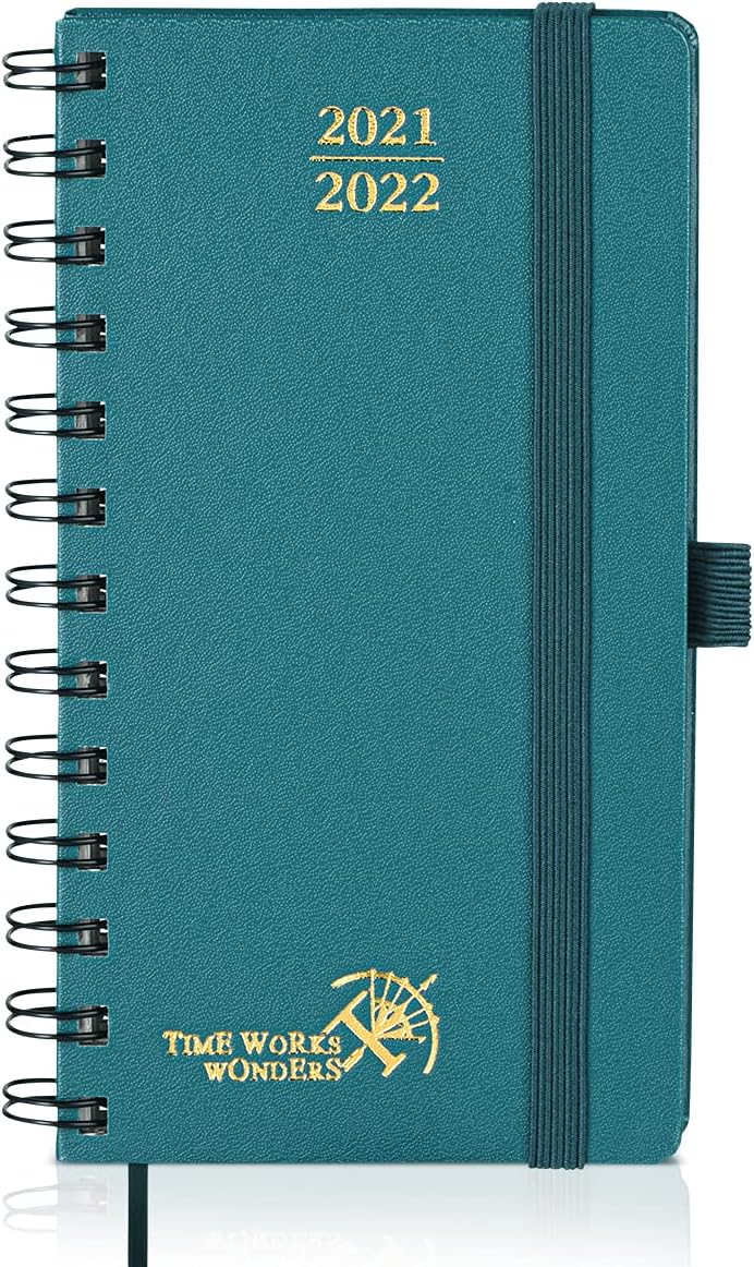 2021-2022 Academic Planner Pocket Calendar for Purse Hardcover 3.5" x 6.5" - Weekly Agenda [August 2021 - August 2022] with Monthly Plan, Note Pages, for School, Teacher, Student, Pacific Green