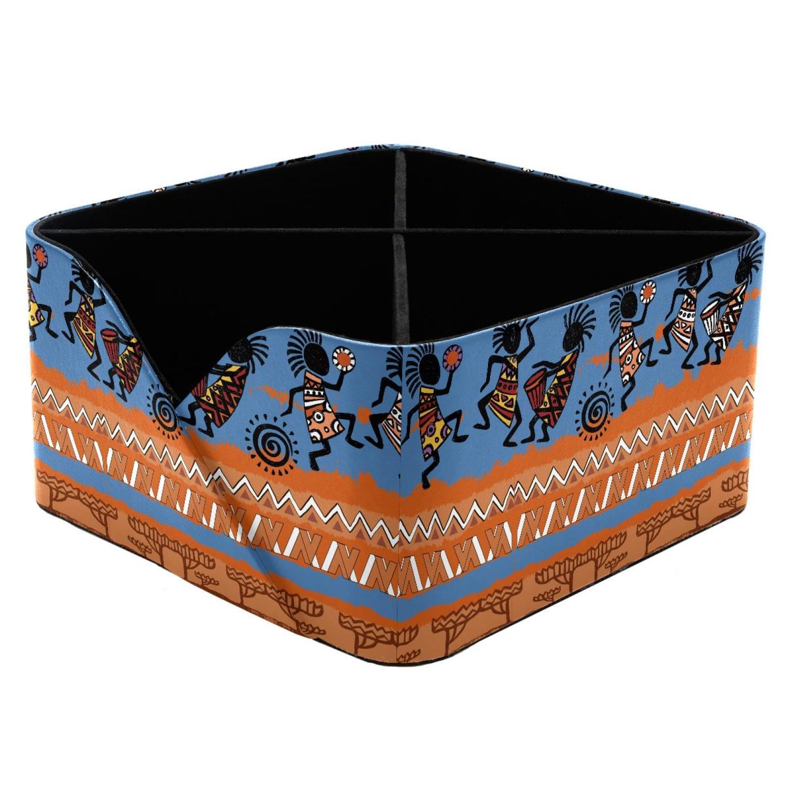 KengjuTesu Unique Tribe Man Dance Desktop Organizer Pen Holder, Rectangular Pencil Cup for Office, Study and Makeup Stations
