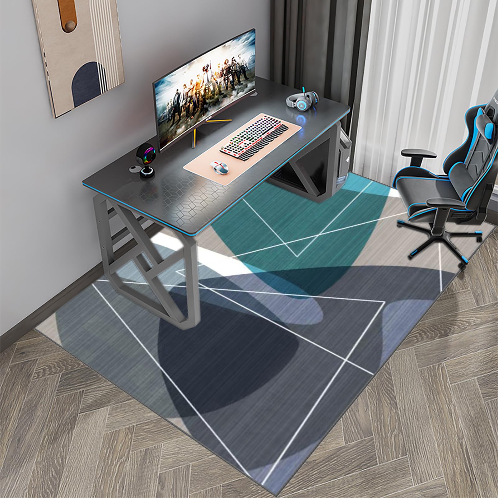 Bürostuhl Teppich Bodenschutzmatte für Hartböden und Teppich Stuhlunterlage Gaming Bodenschutzmatte Bürostuhl Matte Bodenmatte rutschfest Bürostuhlunterlage Gaming Bürostuhl Stuhlmatten 100 x 120 cm