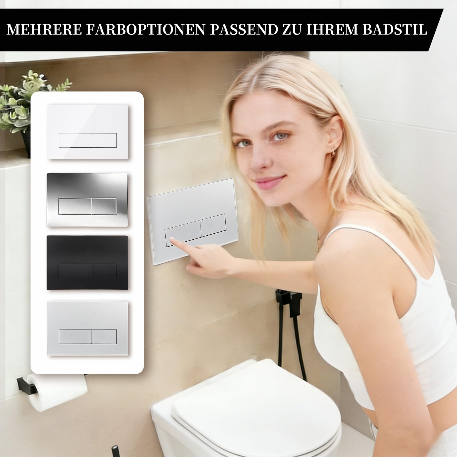 WC Drückerplatte, kompatibel mit Geberit Sigma01,20,30, UP300 UP320 Serien Betätigungsplatten, Spülkasten Doppelspülung mit Flussregelband, 246x164 mm | Glänzend (Silbergrau)